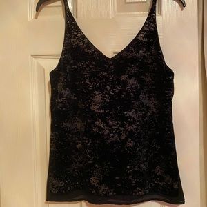 Black velvet v neck tank